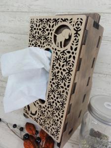 木製ティッシュケース ～ Wooden tissue case ～・フロントカバー付き